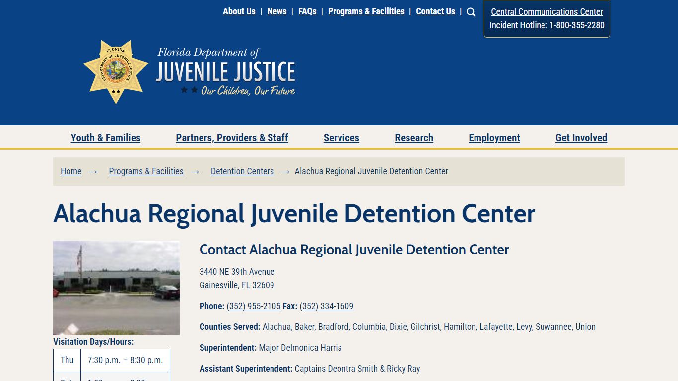 Alachua Regional Juvenile Detention Center - Florida Department of ...