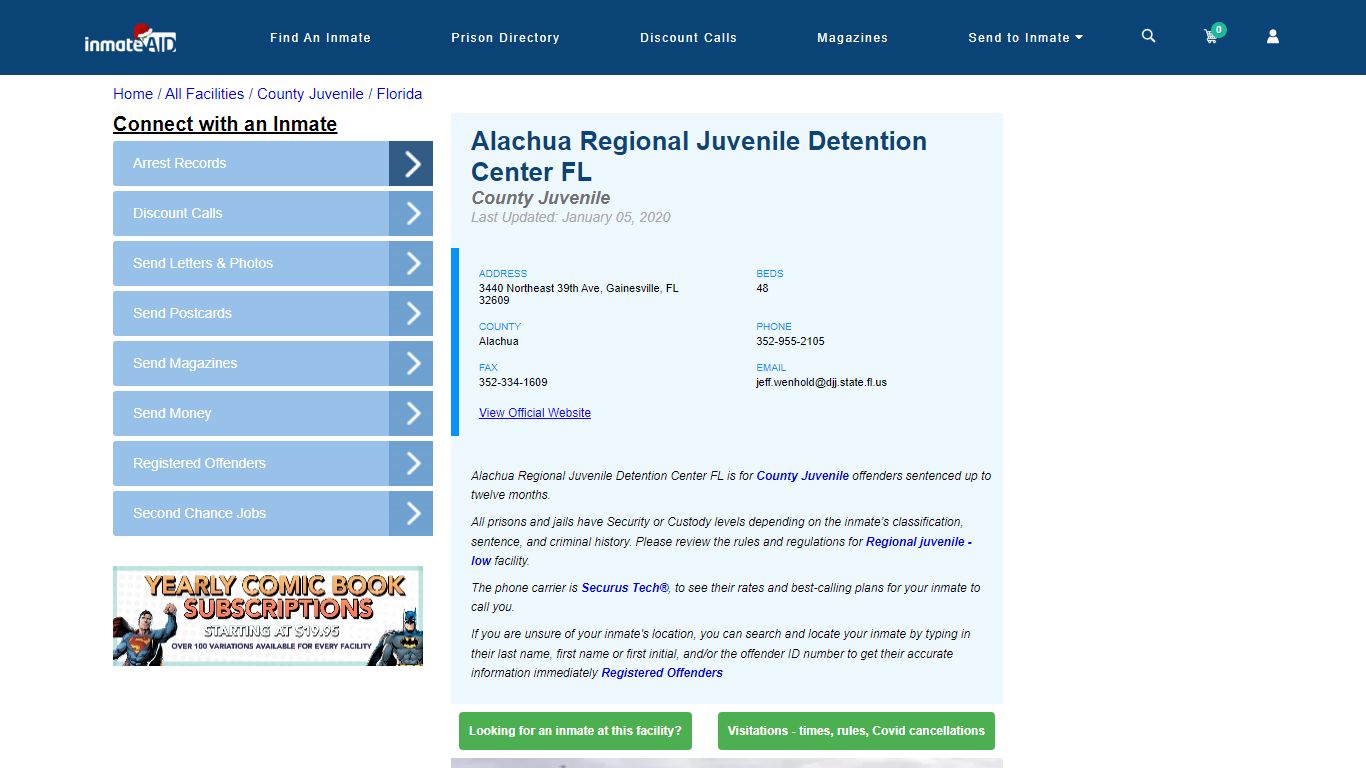 Alachua Regional Juvenile Detention Center FL - Gainesville, FL - InmateAid