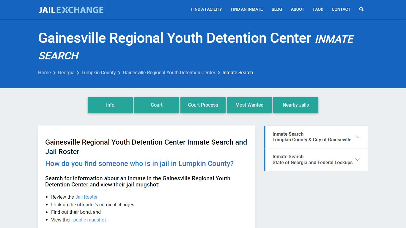 Gainesville Regional Youth Detention Center Inmate Search - Jail Exchange